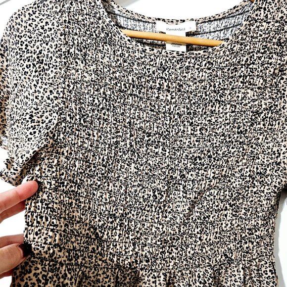 Romantics Womens Smocked Peplum Top S Rayon Leopard Print ~SS50.5‎ - Picture 4 of 5